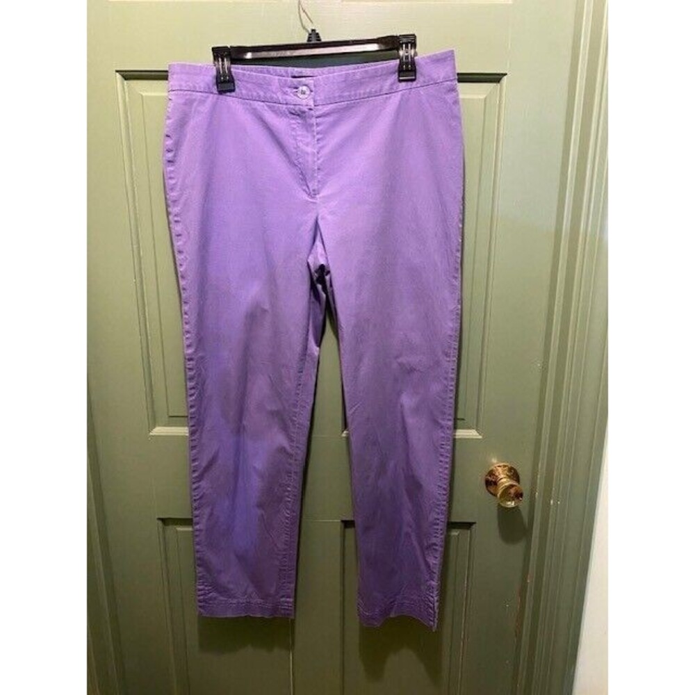 Javier Simorra Barcelona Womens Sz 12 Purple Straight Leg Ankle Pants Preppy